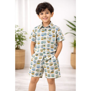 Kids Owl Print Cotton Co-ord Set – Cute & Comfortable Outfit for Boys