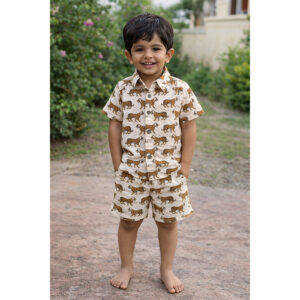 Kids Tiger Print Cotton Co-ord Set – Cute & Stylish Outfit
