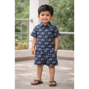 Kids Elephant Print Cotton Co-ord Set – Stylish & Comfortable Outfit