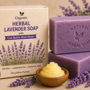 Organic Herbal Lavender Soap with Cow Butter (Desi Ghee)- 100g