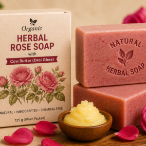 Organic Herbal Rose Soap with Cow Butter (Desi Ghee) - 100g