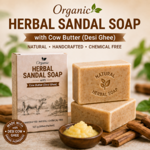 Organic Herbal Sandal Soap with Cow Butter (Desi Ghee) - 100g